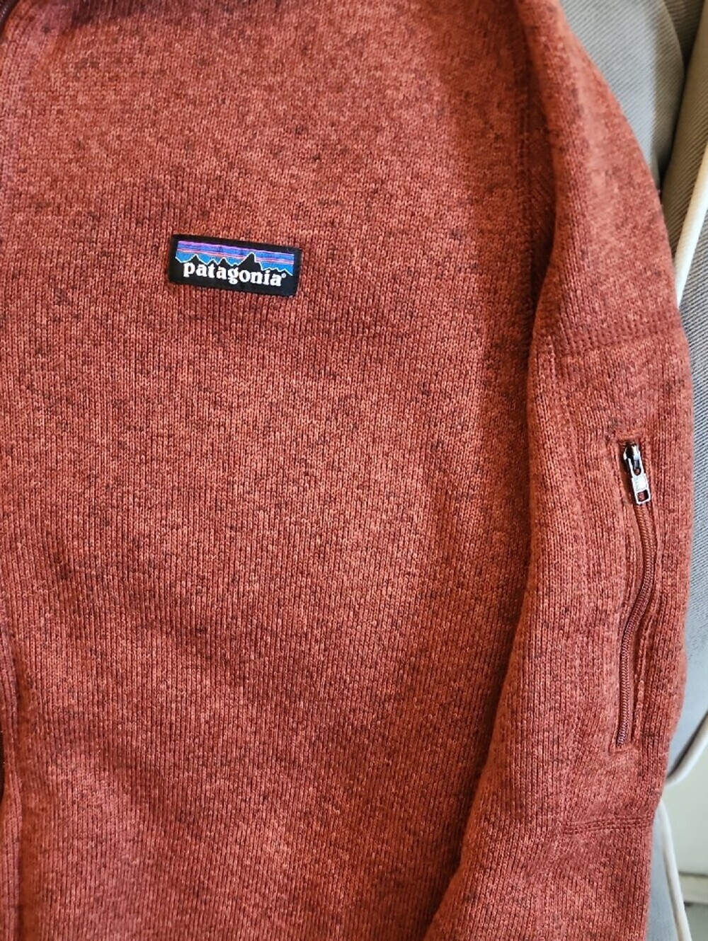 Mens Better Sweater Patagonia Rust-Colored Full-Zip Fleece Jacket - Picture 4 of 6